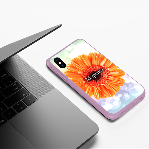 Чехол для iPhone XS Max матовый Марина, цвет сиреневый - фото 5