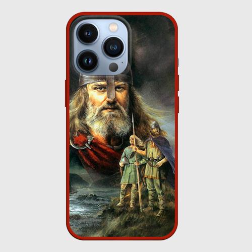 Чехол для iPhone 13 Pro с принтом Богатырь славянский, вид спереди #2