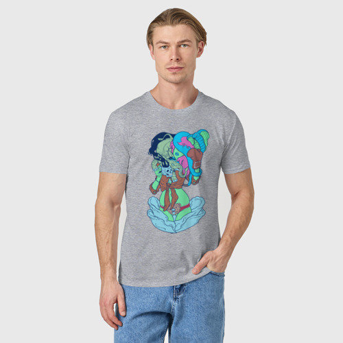 Мужская футболка хлопок girl & snake, цвет меланж - фото 3