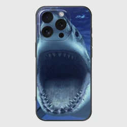 Чехол для iPhone 16 Pro силиконовый с защитой камеры Белая акула