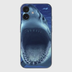 Чехол для iPhone 16 силиконовый с защитой камеры Белая акула