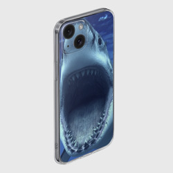 Чехол для iPhone 15 силиконовый с защитой камеры Белая акула - фото 2