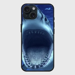 Чехол силиконовый для Apple iPhone 15 матовый Белая акула