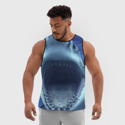 Мужская спортивная майка 3D Белая акула - фото 2