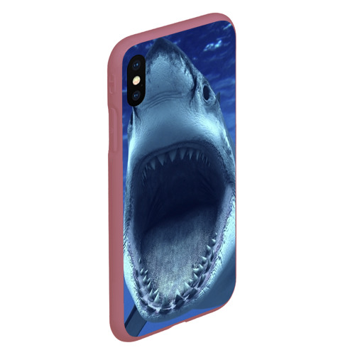 Чехол для iPhone XS Max матовый Белая акула, цвет малиновый - фото 3