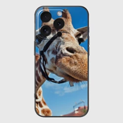 Чехол для iPhone 16 Pro силиконовый с защитой камеры Прикольный жираф