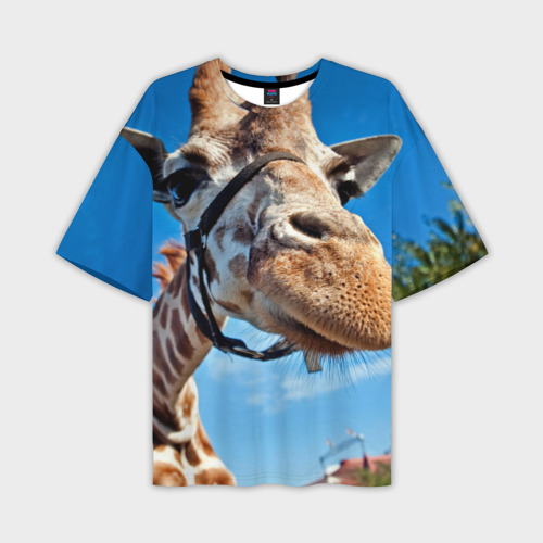 Мужская футболка oversize 3D Прикольный жираф, цвет 3D печать