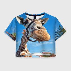 Женская футболка Crop-top 3D Прикольный жираф
