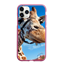 Чехол для iPhone 11 Pro Max матовый Прикольный жираф