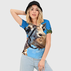 Женская футболка 3D Slim Прикольный жираф - фото 2