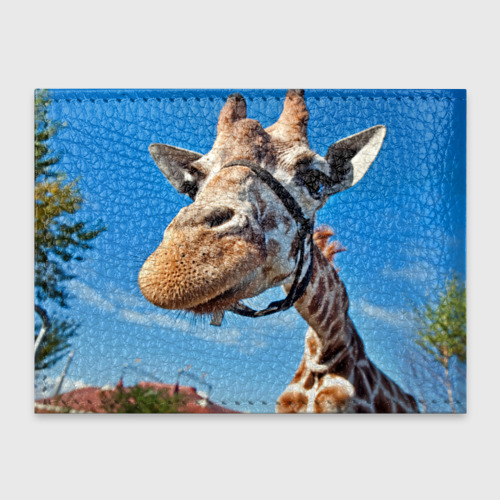 Обложка для студенческого билета Прикольный жираф, цвет синий - фото 2