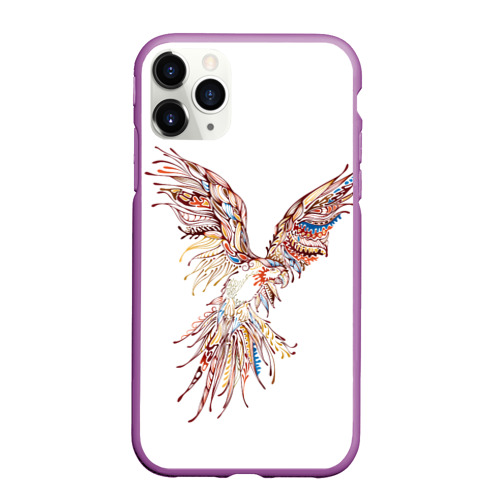 Чехол для iPhone 11 Pro матовый Птица, цвет фиолетовый