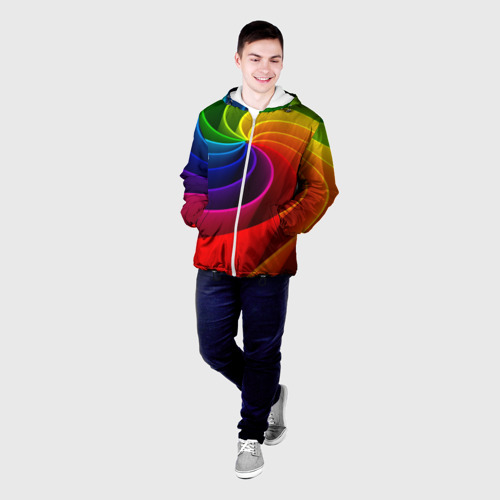 Мужская куртка 3D Радуга цвета, цвет 3D печать - фото 3
