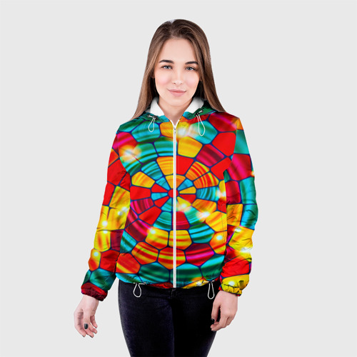 Женская куртка 3D Мозаика, цвет белый - фото 3