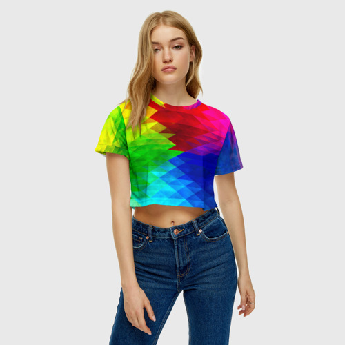 Женская футболка Crop-top 3D Абстракция, цвет 3D печать - фото 3