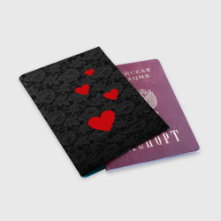 Обложка для паспорта матовая кожа Кружево и сердца - фото 2