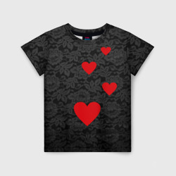 Детская футболка 3D Кружево и сердца