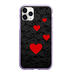 Чехол для iPhone 11 Pro матовый Кружево и сердца