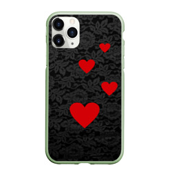 Чехол для iPhone 11 Pro Max матовый Кружево и сердца