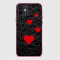 Чехол для iPhone 12 Mini Кружево и сердца