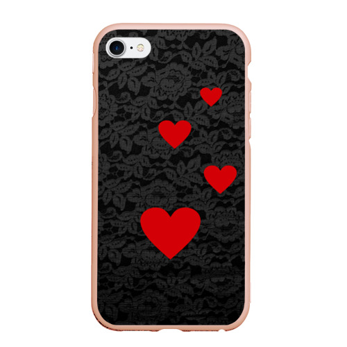 Чехол для iPhone 6Plus/6S Plus матовый Кружево и сердца, цвет светло-розовый