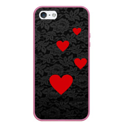 Чехол для iPhone 5/5S матовый Кружево и сердца