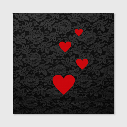 Холст квадратный Кружево и сердца, цвет 3D печать - фото 2