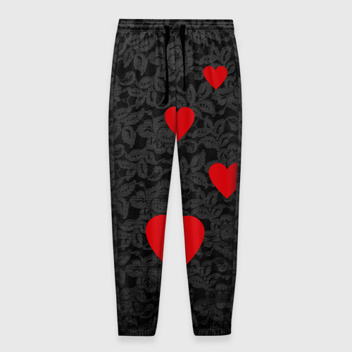Мужские брюки 3D Кружево и сердца, цвет 3D печать