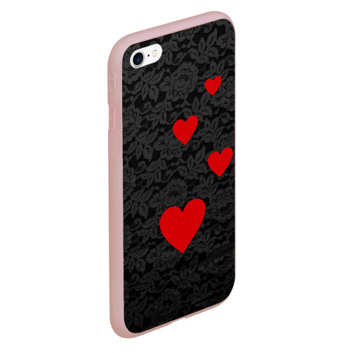 Чехол для iPhone 6Plus/6S Plus матовый Кружево и сердца, цвет светло-розовый - фото 3