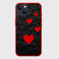 Чехол для iPhone 14 Кружево и сердца