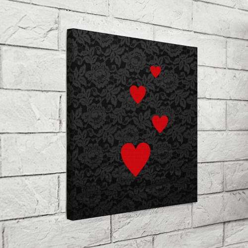 Холст квадратный Кружево и сердца, цвет 3D печать - фото 3