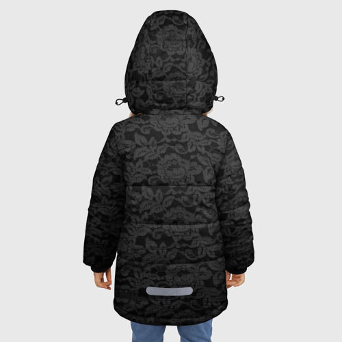Зимняя куртка для девочек 3D Кружево и сердца, цвет светло-серый - фото 4