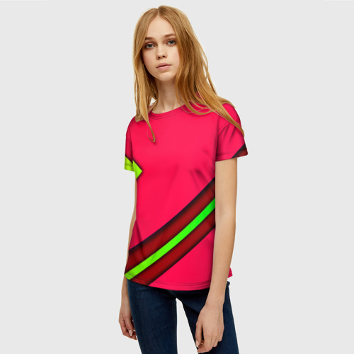 Женская футболка 3D Полосы, цвет 3D печать - фото 3
