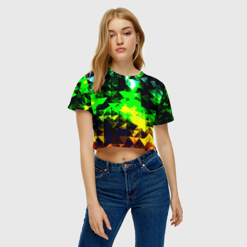 Женская футболка Crop-top 3D Сrystal, цвет 3D печать - фото 3