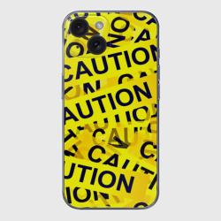 Чехол для iPhone 15 силиконовый с защитой камеры Caution