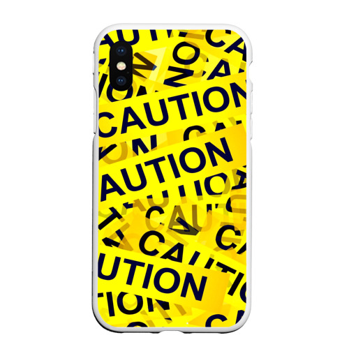 Чехол для iPhone XS Max матовый Caution, цвет белый