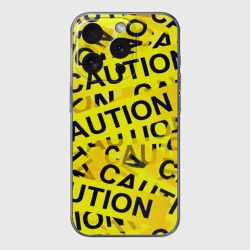 Чехол для iPhone 15 Pro Max силиконовый с защитой камеры Caution