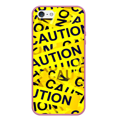 Чехол для iPhone 5/5S матовый Caution, цвет малиновый