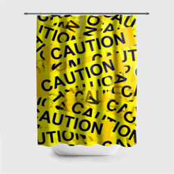 Штора 3D для ванной Caution