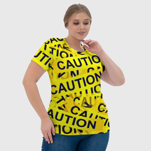 Женская футболка 3D Caution, цвет 3D печать - фото 6