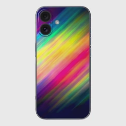 Чехол для iPhone 16 силиконовый с защитой камеры Радужные полосы