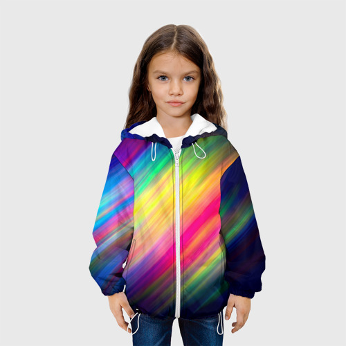 Детская куртка 3D Радужные полосы, цвет белый - фото 4