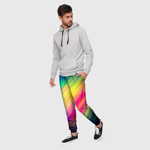 Мужские брюки 3D Радужные полосы, цвет 3D печать - фото 3