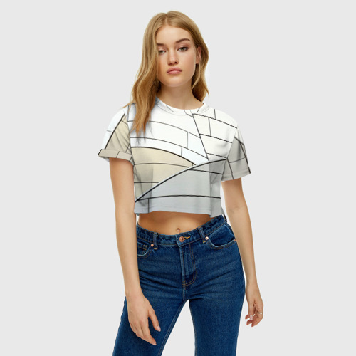 Женская футболка Crop-top 3D Чертежи, цвет 3D печать - фото 3