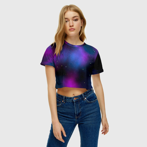 Женская футболка Crop-top 3D Вселенная, цвет 3D печать - фото 4