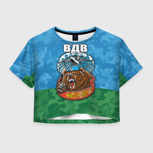 Женская футболка Crop-top 3D ВДВ медведь, цвет 3D печать