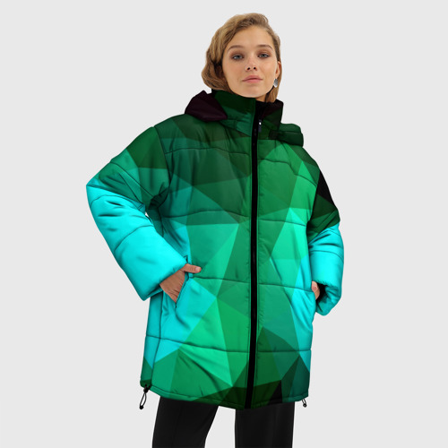 Женская зимняя куртка 3D с принтом Абстракция, фото на моделе #1