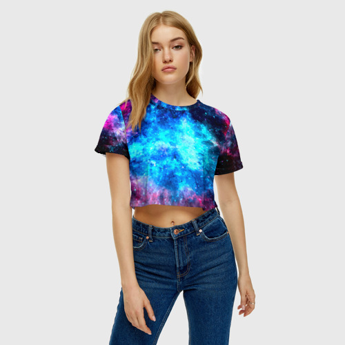 Женская футболка Crop-top 3D Вселенная, цвет 3D печать - фото 4