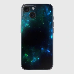 Чехол для iPhone 15 силиконовый с защитой камеры Космос