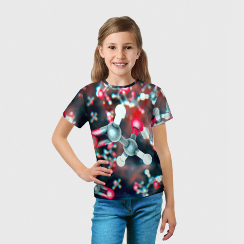 Детская футболка 3D Молекулы, цвет 3D печать - фото 5
